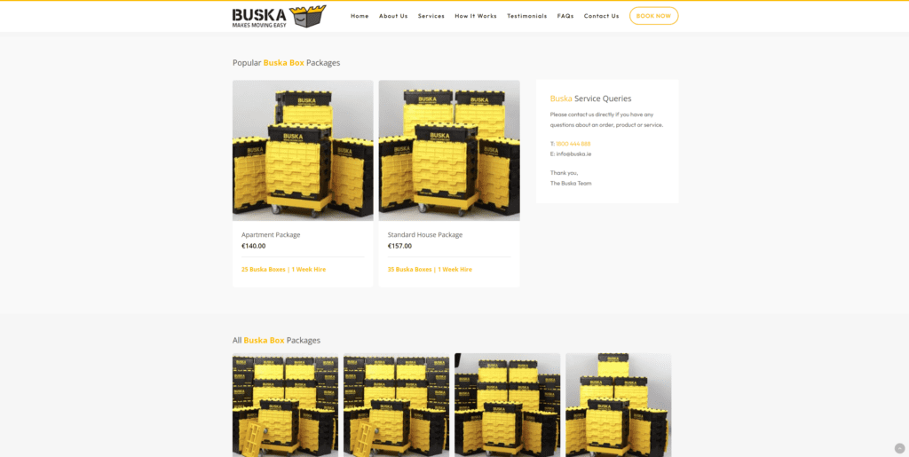buska, moving boxes, web dev, web design, ecommerce, seo