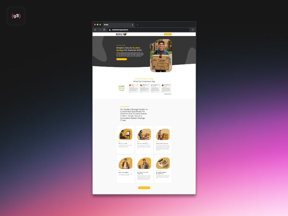 student storage, website design cork