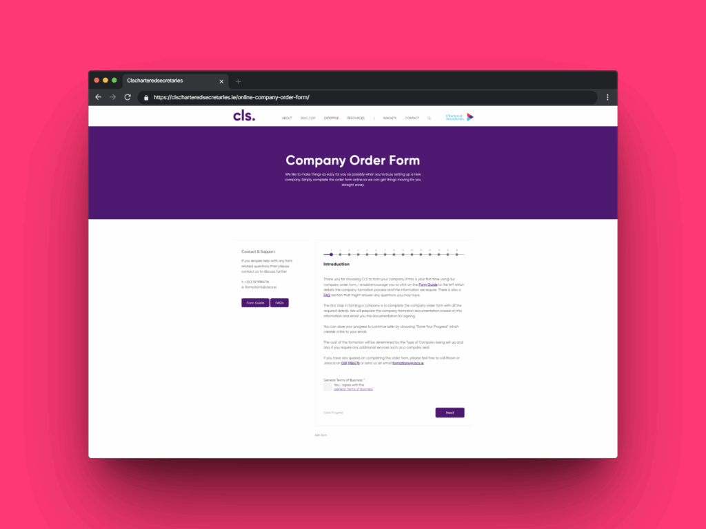 company formation form, custom company formation form, forminator